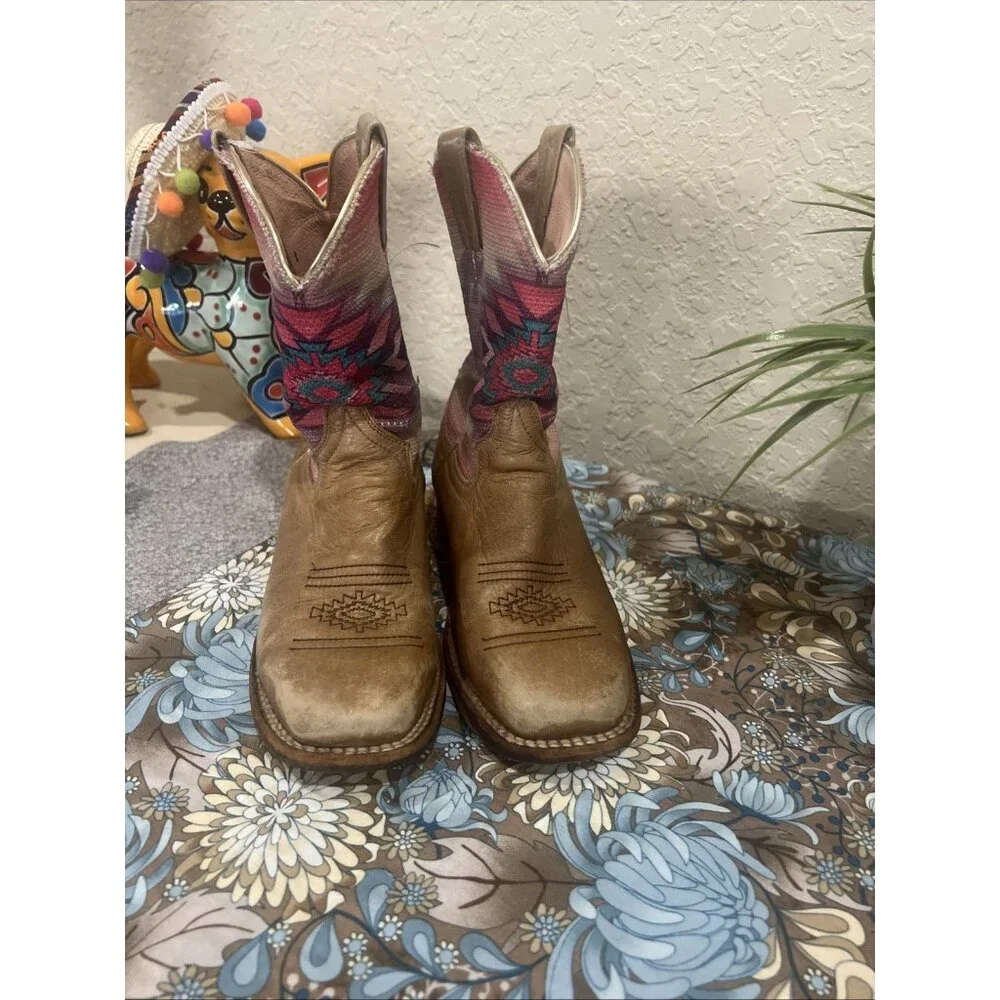 Roper Brown Southwestern Cowboy Western Boots Little Kids Youth size 9